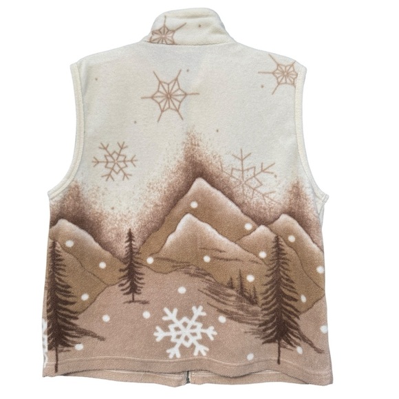 TanJay Petites Winter Fleece Vest Sz S Snowflake Mountain Zip-Up - Picture 3 of 5